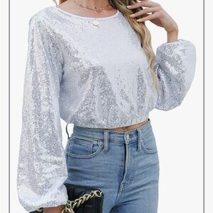 Sequin Silver Women's Top